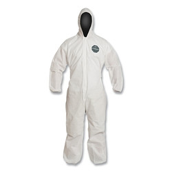 Proshield 10 Coverall, Serged Seams, Attached Hood, Elastic Wrists and Ankles, Zipper Front, Storm Flap, White, 2X-Large