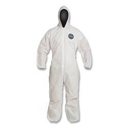 Proshield® 10 Coverall, Serged Seams, Attached Hood, Elastic Wrists and Ankles, Zipper Front, Storm Flap, White, 2X-Large