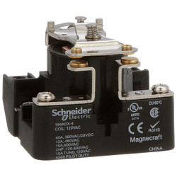 Schneider Electric Open Power Relay,4 Pin,120VAC,SPST-NO 199ADX-4