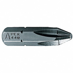 Apex Tool Group Insert Bit,SAE,1/4",Hex,#2,1",PK500 446-2X-500PK