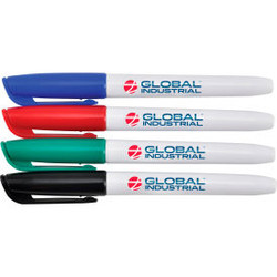 Global Industrial Dry Erase Markers, Fine Tip, Assorted Colors, 4 Pack