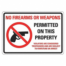 Lyle Reflective No Weapons Sign,10x14in,Alum LCU1-0104-RA_14x10