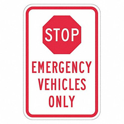 Lyle Stop Emergency Vehicles Only Sign,18x12" T1-1847-HI_12x18