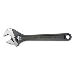 Black Oxide Adjustable Wrench, Polished Face, 8 in Overall L, 1.125 in Opening, SAE/Metric