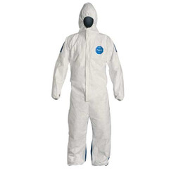 Dupont Coveralls,L,Blue/Wht,Tyvek 400 D,PK25 TD127SWBLG0025CM