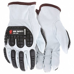 Mcr Safety Leather Gloves,White,L,PK12 36136L