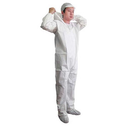 Keystone Safety Hooded Coverall,Elastic,White,L,PK25 CVL-KG-HE-LRG