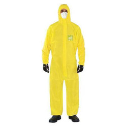 Microchem Hooded Coveralls,XL,Yellow,PE,PK25 YY23-B-92-111-05