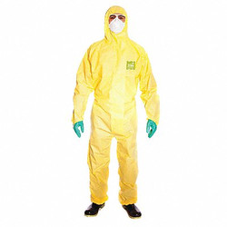 Ansell Hooded Coveralls,XL,Yellow,PE,PK25 682300PLUS