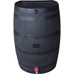 RTS Home Accents ECO 50 Gal. Black Recycled Polyethylene Rain Barrel