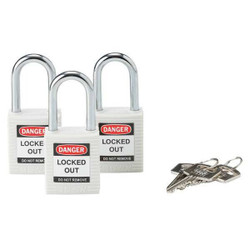 Brady Lockout Padlock,KA,White,1-3/4"H,PK3 118949