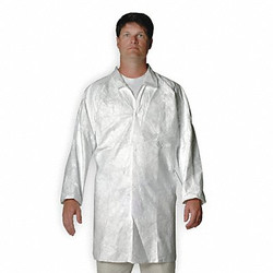 Dupont Cleanroom Coat,White,Snaps,XL,PK30 IC224SWHXL00300B