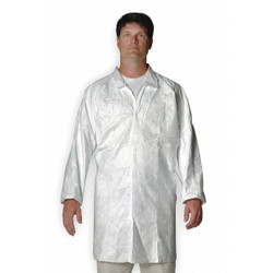 Dupont Cleanroom Coat,White,Snaps,XL,PK30  IC224SWHXL00300B