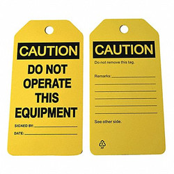 Sim Supply Caution Tag,5 3/4in H,3in W,Polyprop,PK6  6CDA1