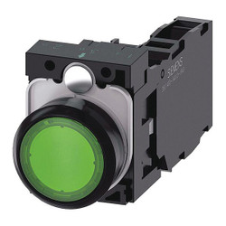 Siemens Illuminated Push Button,Green,22mm,LED 3SU1102-0AB40-1FA0