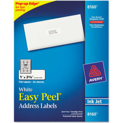 Avery Easy Peel Inkjet Address Labels 1 x 2-5/8 White 750/Pack