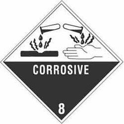 Corrosive"" Hazard Class 8 Labels 4""L x 4""W White & Black Roll of 500