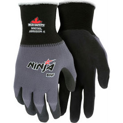 MCR Safety Ninja BNF Gloves 15 Gauge Nylon Nitrile Coated Palm/Fingertips w/Dots