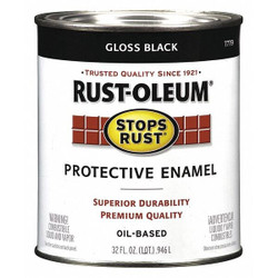 Rust-Oleum Enamel Paint,Gloss Black,Solvent,1 qt. 7779502