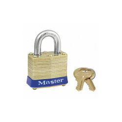 Master Lock Keyed Padlock, 5/8 in,Rectangle,Gold 4KA-3202