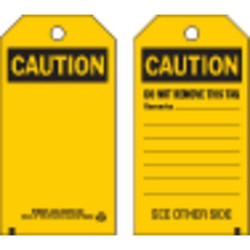 Brady Caution Tag,7 in H,4 in W,Polyester,PK10 86514