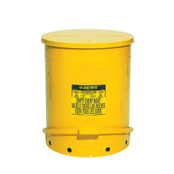 Justrite Oily Waste Can,21 Gal.,Steel,Yellow 09701