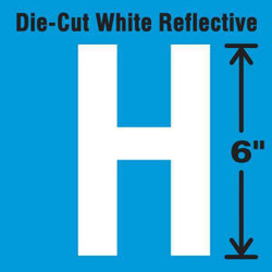 Stranco Die-Cut Reflective Letter Label,H,6In H  DWR-6-H-EA