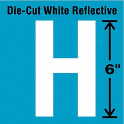 Stranco Die-Cut Reflective Letter Label,H,6In H DWR-6-H-EA