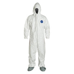 Dupont Hooded Coverall w/Boots,White,4XL,PK25 TY122SWH4X0025NF