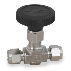 Parker Needle Valve,Straight,316 SS,3/8 In. 6A-V6LK-SS