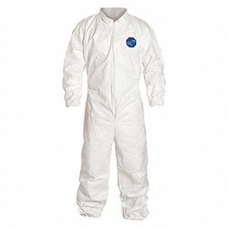 Dupont Collared Coverall,Elastic,White,L,PK25 TY125SWHLG0025NF