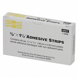 First Aid Only Strip Bandages,1.5"x3/8",Plastic,PK40  1-040