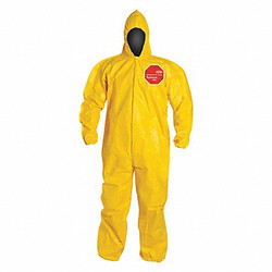 Dupont Hooded Coveralls,L,Ylw,Tychem 2000,PK12  QC127BYLLG001200