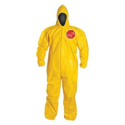 Dupont Hooded Coveralls,L,Ylw,Tychem 2000,PK12 QC127BYLLG001200