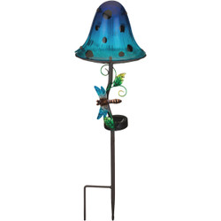 Regal Art & Gift 21.25 In. Blue Dottie Mushroom LED Solar Stake Light 12508