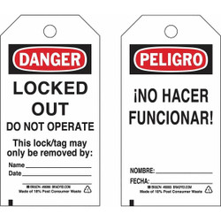 Brady Lockout Tag,5-3/4" H,3" W,Paper,PK25 133495