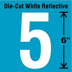 Stranco Die-Cut Reflective Number Label,5,6In H DWR-6-5-EA