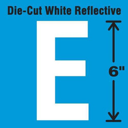 Stranco Die-Cut Reflective Letter Label,E,6In H DWR-6-E-EA