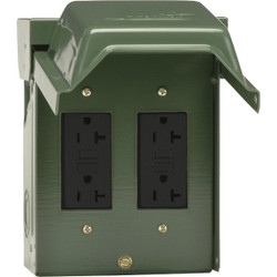 GE Backyard 20A Green Residential Grade 5-20R GFCI Outlet with 2 Receptacles