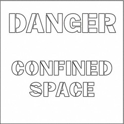 Electromark Floor Stencil,Danger Confined Space,Poly Y623757