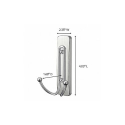 Command Hook, Nickel, Metal, 2 in D, 4 1/32 in H 17036BN-ES