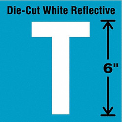 Stranco Die-Cut Reflective Letter Label,T,6In H DWR-6-T-EA