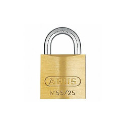 Abus Keyed Padlock, 15/32 in,Rectangle,Gold 55/25 KA