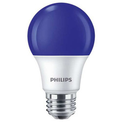 Philips LED,8 W,A19,Medium Screw (E26) 8A19/LED/BLUE/P/ND 120V 4/1FB