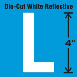 Stranco Die-Cut Refl. Letter Label,L,4In H,PK5 DWR-4-L-5