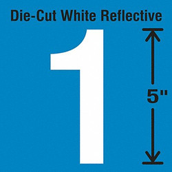 Stranco Die-Cut Reflective Number Label, 1,PK5 DWR-5-1-5
