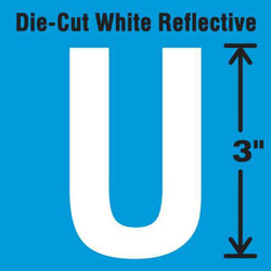 Stranco Die-Cut Refl. Letter Label,U,3In H,PK5 DWR-3-U-5