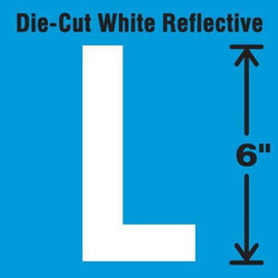 Stranco Die-Cut Reflective Letter Label,L,6In H DWR-6-L-EA