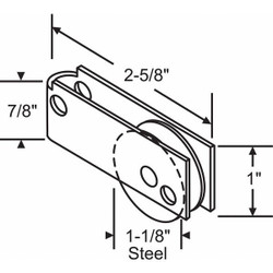 Manufacturer Varies Roller, 1 in W, 2 5/8 in L, Gray 9-279