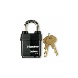 Master Lock Keyed Padlock, 7/8 in,Rectangle,Black 6121NKA